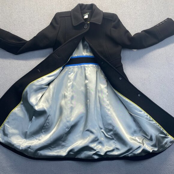 J. Crew Classic Lady Day Coat Size P2 Black Italian Double Cloth Wool Petite - Picture 11 of 11